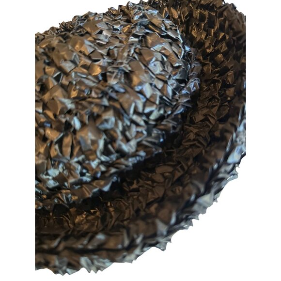 Vintage 60\'s Retro‎ Black Woven Straw Hat Bow Detail Original Box main image 10
